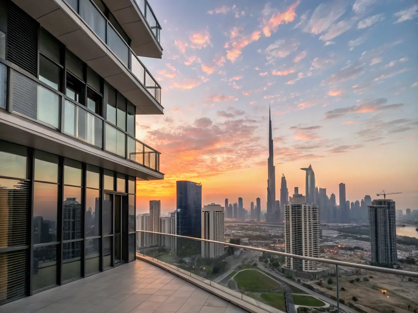 A modern architectural rendering of a luxury apartment building in Dubai Marina, showcasing the sleek design and waterfront views, symbolizing the potential for high returns on off-plan investments.