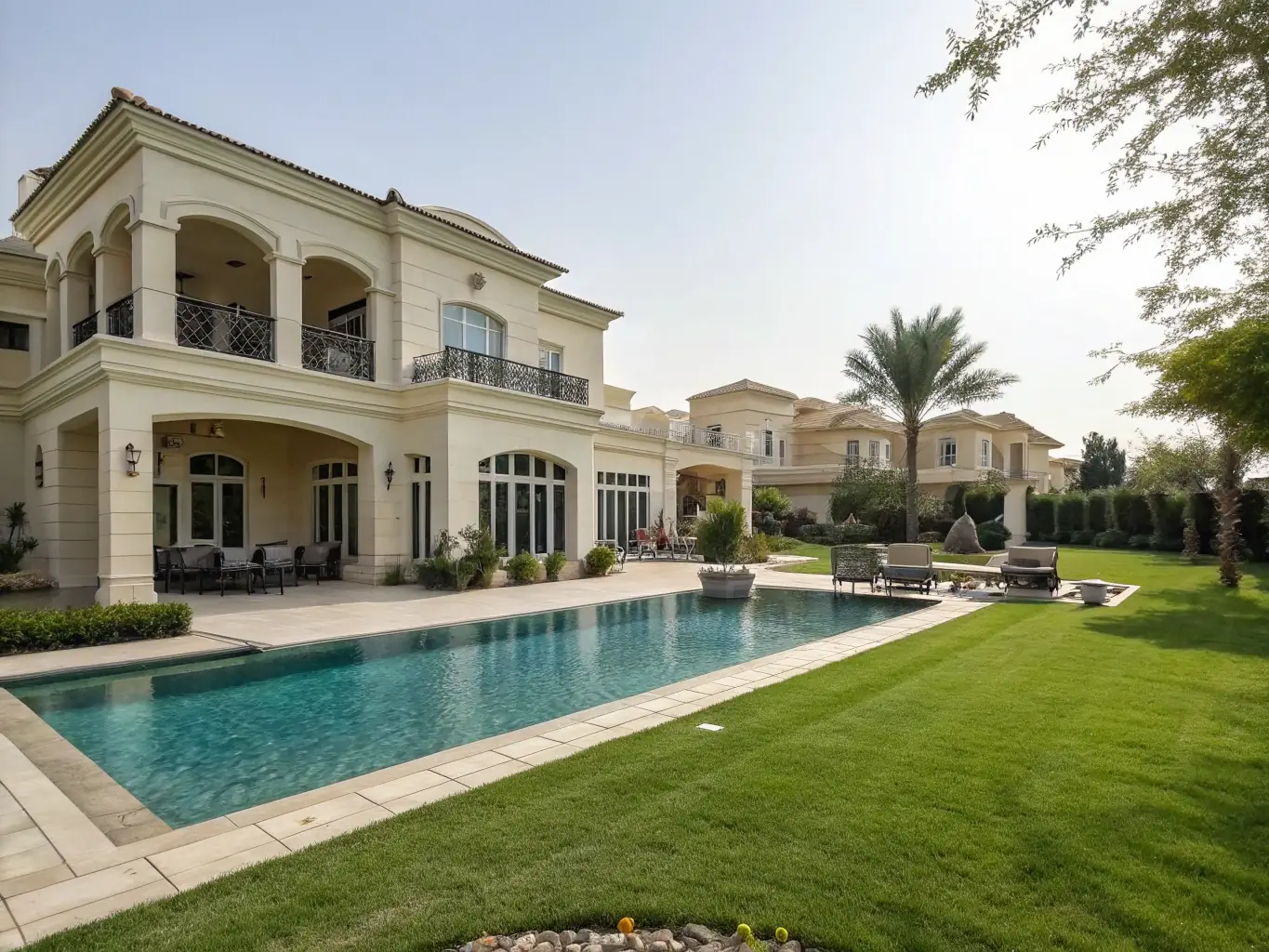 A detailed architectural rendering of a Sobha Hartland villa, showcasing the elegant design, high-end finishes, and private garden. The image should convey a sense of exclusivity and sophistication.