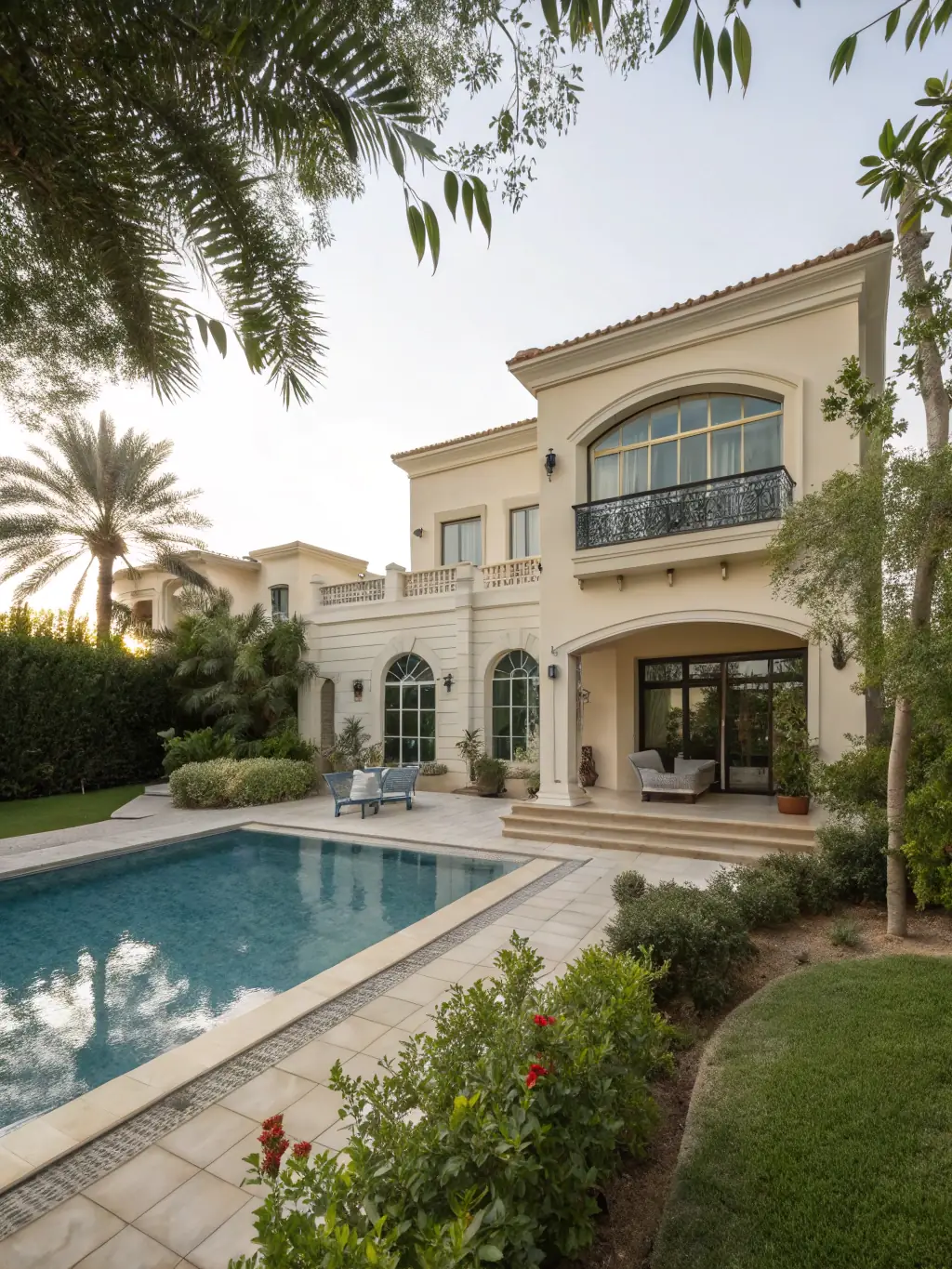 A spacious villa with a private pool and lush garden in a family-friendly community in Arabian Ranches.