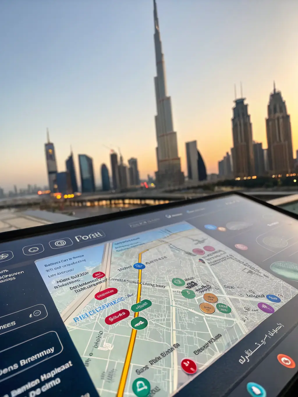 A detailed map of Dubai highlighting key investment zones and upcoming off-plan projects, with interactive elements to explore property details.
